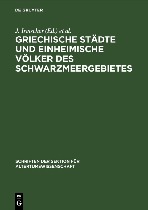 Cover image for book Griechische Städte und einheimische Völker des Schwarzmeergebietes