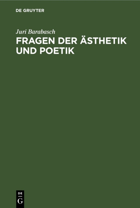 Cover image for book Fragen der Ästhetik und Poetik
