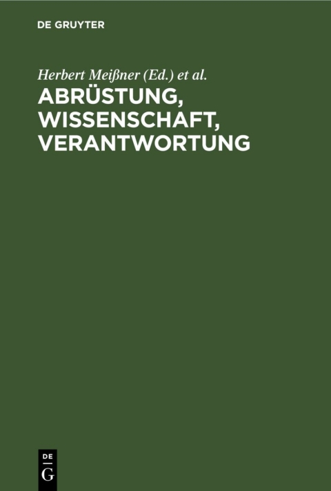 Cover image for book Abrüstung, Wissenschaft, Verantwortung