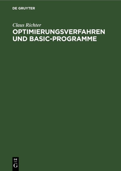 Cover image for book Optimierungsverfahren und BASIC-Programme