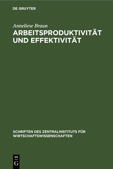Cover image for book Arbeitsproduktivität und Effektivität