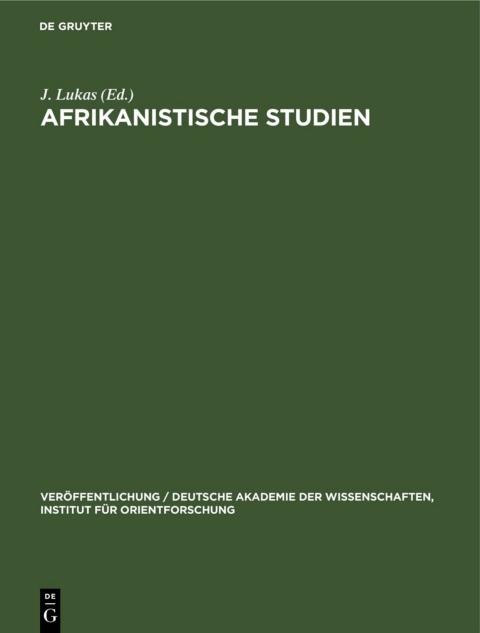 Cover image for book Afrikanistische Studien