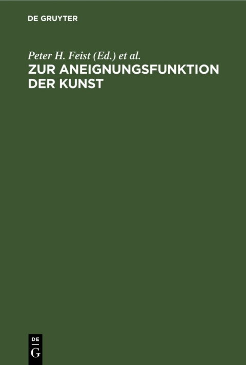 Cover image for book Zur Aneignungsfunktion der Kunst