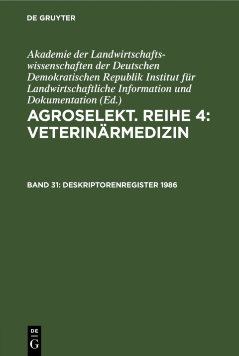 Cover image for book Deskriptorenregister 1986