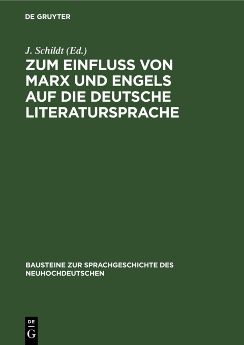 Cover image for book Zum Einfluß von Marx und Engels auf dıe deutsche Literatursprache