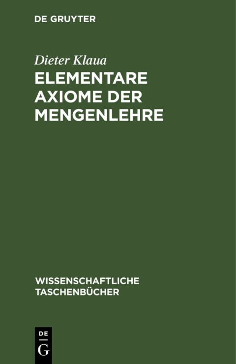 Cover image for book Elementare Axiome der Mengenlehre