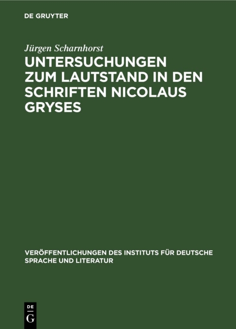 Cover image for book Untersuchungen zum Lautstand in den Schriften Nicolaus Gryses