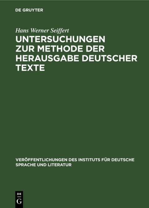Cover image for book Untersuchungen zur Methode der Herausgabe deutscher Texte