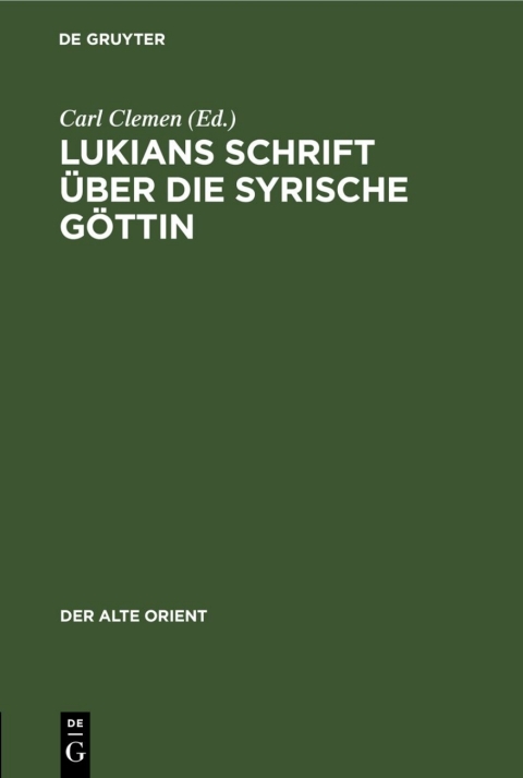 Cover image for book Lukians Schrift über die syrische Göttin