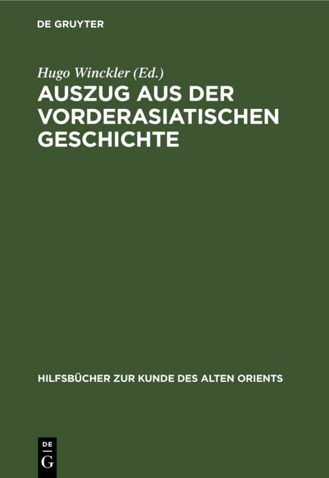Cover image for book Auszug aus der vorderasiatischen Geschichte