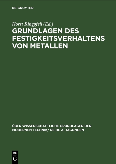 Cover image for book Grundlagen des Festigkeitsverhaltens von Metallen
