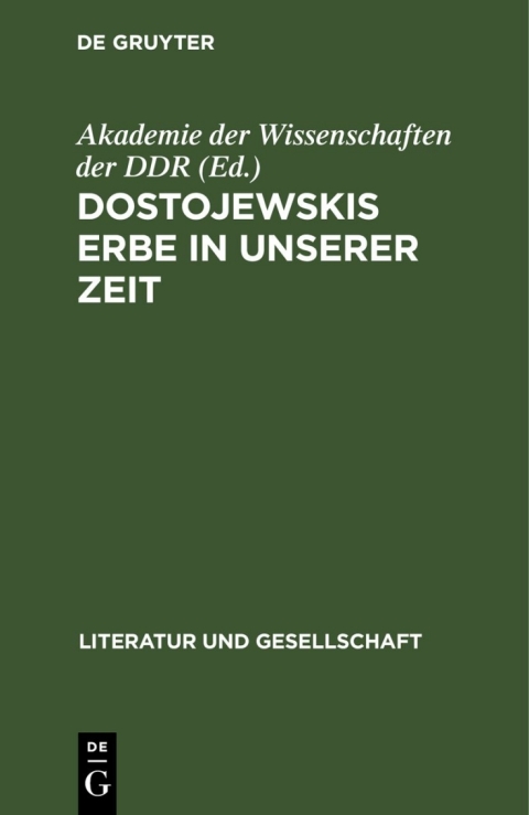 Cover image for book Dostojewskis Erbe in unserer Zeit