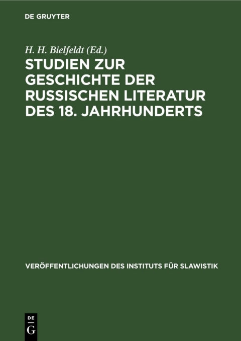 Cover image for book Studien zur Geschichte der russischen Literatur des 18. Jahrhunderts, [I]
