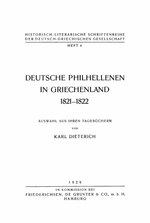 Cover image for book Deutsche Philhellenen in Griechenland 1821–1822