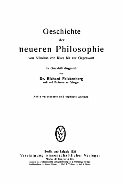Cover image for book Geschichte der neueren Philosophie von Nikolaus von Kues bis zur Gegenwart