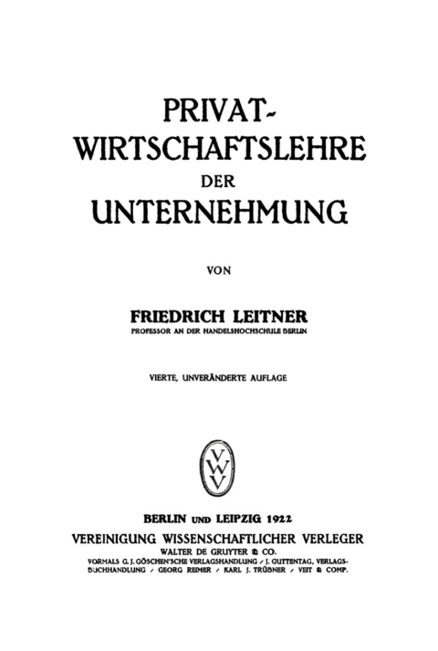 Cover image for book Privatwirtschaftslehre der Unternehmung