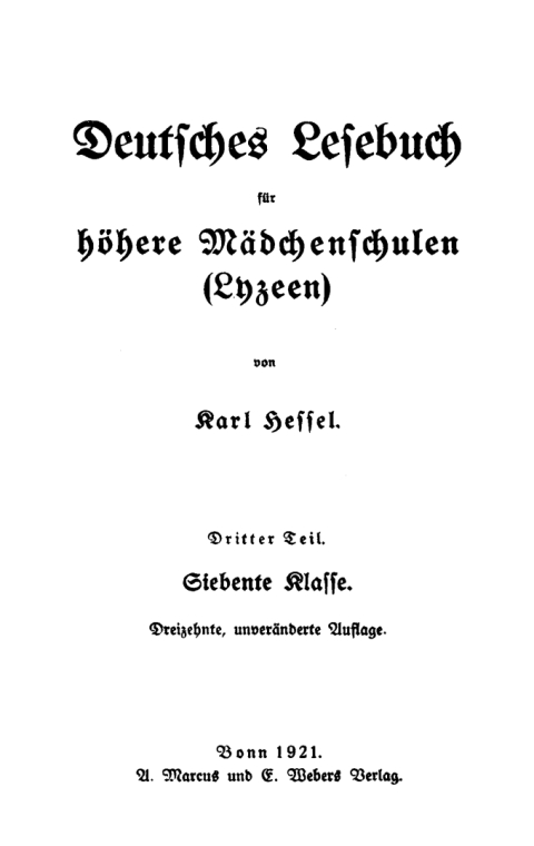 Cover image for book Siebente Klasse