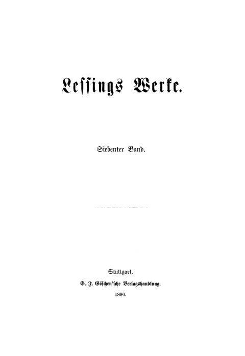 Cover image for book Gotthold Ephraim Lessing: Lessings Werke. Band 7