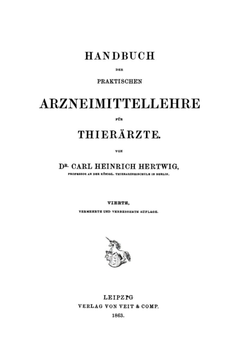 Cover image for book Handbuch der praktischen Arzneimittellehre für Thierärzte