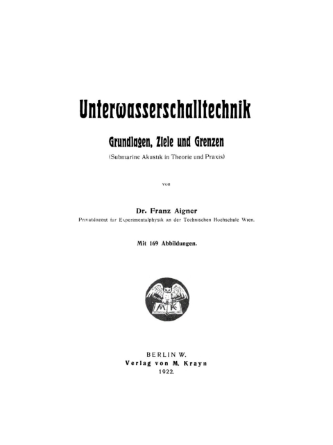 Cover image for book Unterwasserschalltechnik