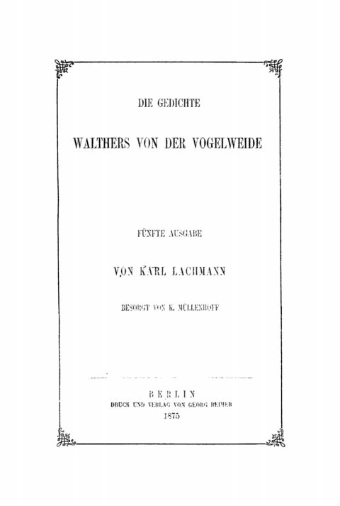 Cover image for book Die Gedichte Walthers von der Vogelweide