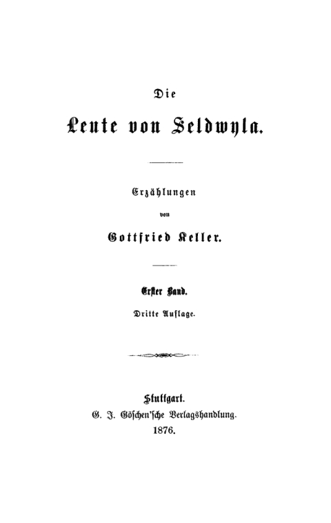 Cover image for book Gottfried Keller: Die Leute von Seldwyla. Band 1