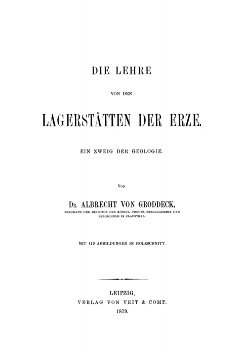 Cover image for book Die Lehre von den Lagerstätten der Erze