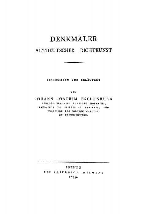 Cover image for book Denkmäler Altdeutscher Dichtkunst