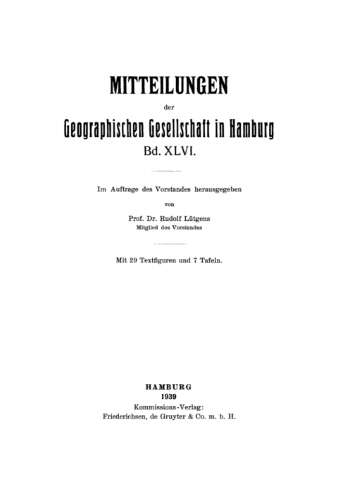 Cover image for book Das Geographische Seminar des Kolonial-Instituts und der Hansischen Universität 1908–1935