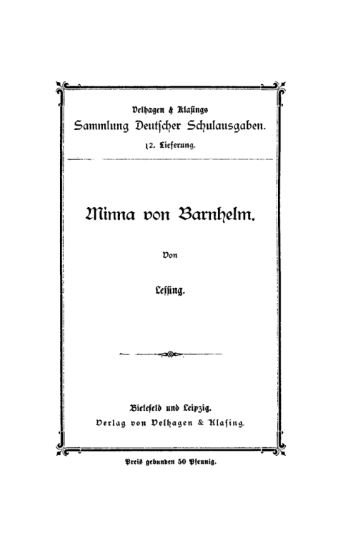 Cover image for book Minna von Barnhelm oder Das Soldatenglück
