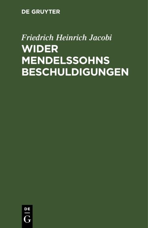 Cover image for book Wider Mendelssohns Beschuldigungen