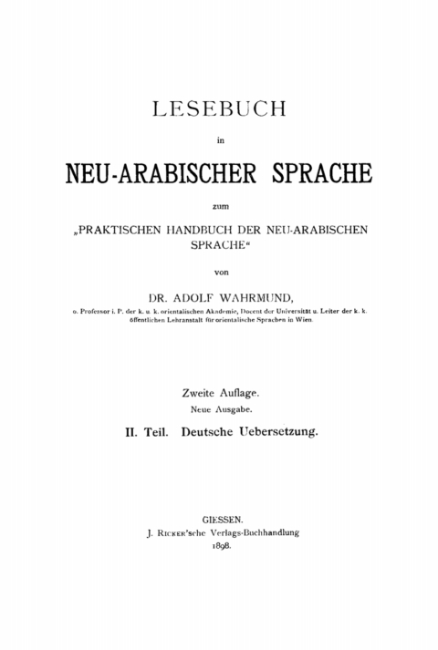 Cover image for book Deutsche Uebersetzung