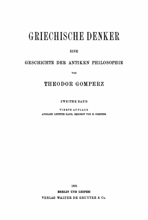 Cover image for book Theodor Gomperz: Griechische Denker. Band 2