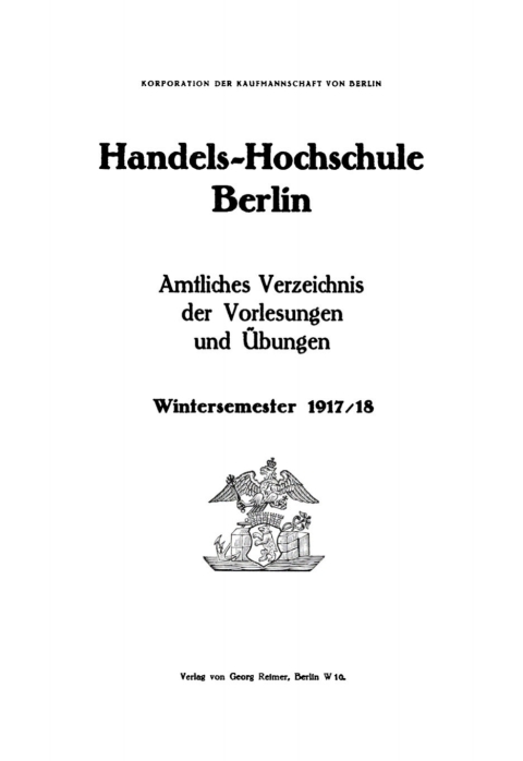 Cover image for book Wintersemester 1917/18
