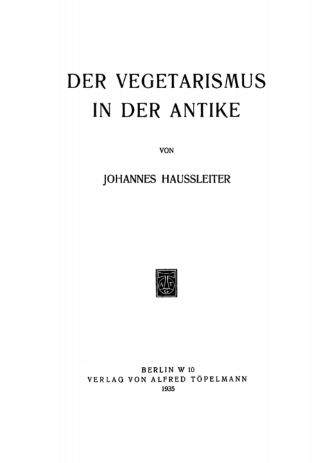 Cover image for book Der Vegetarismus in der Antike
