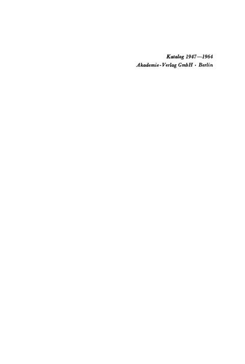 Cover image for book Katalog Akademie-Verlag GmbH Berlin, 1947–1964