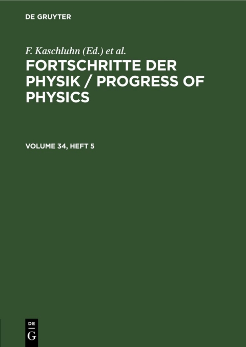 Cover image for book Fortschritte der Physik / Progress of Physics. Volume 34, Heft 5