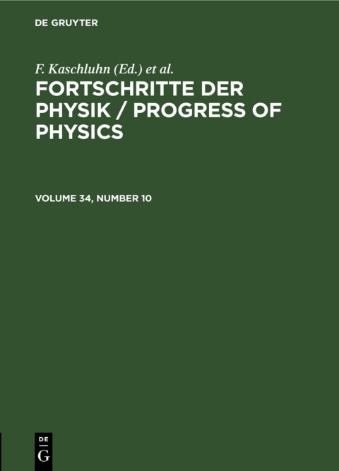 Cover image for book Fortschritte der Physik / Progress of Physics. Volume 34, Number 10