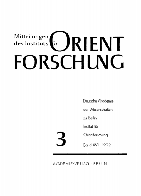 Cover image for book Mitteilungen des Instituts für Orientforschung. Band 17, Heft 3