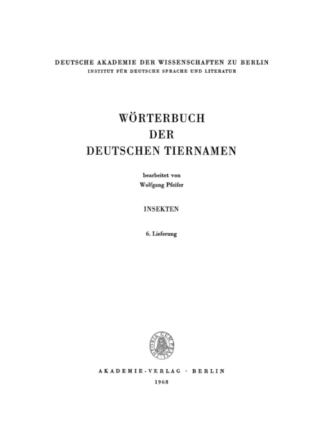 Cover image for book Insekten, Lieferung 6