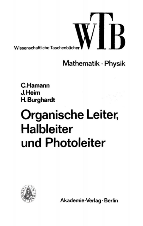Cover image for book Organische Leiter, Halbleiter und Photoleiter