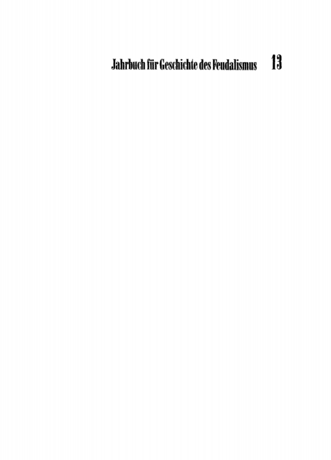Cover image for book Jahrbuch für Geschichte des Feudalismus. Band 13