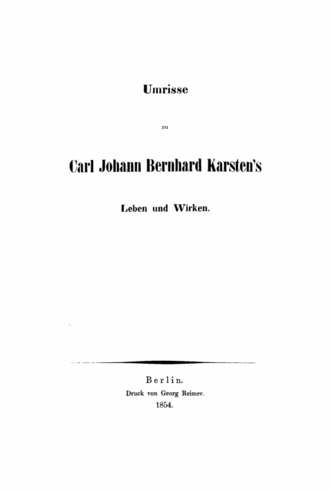 Cover image for book Umrisse zu Carl Johann Bernhard Karsten