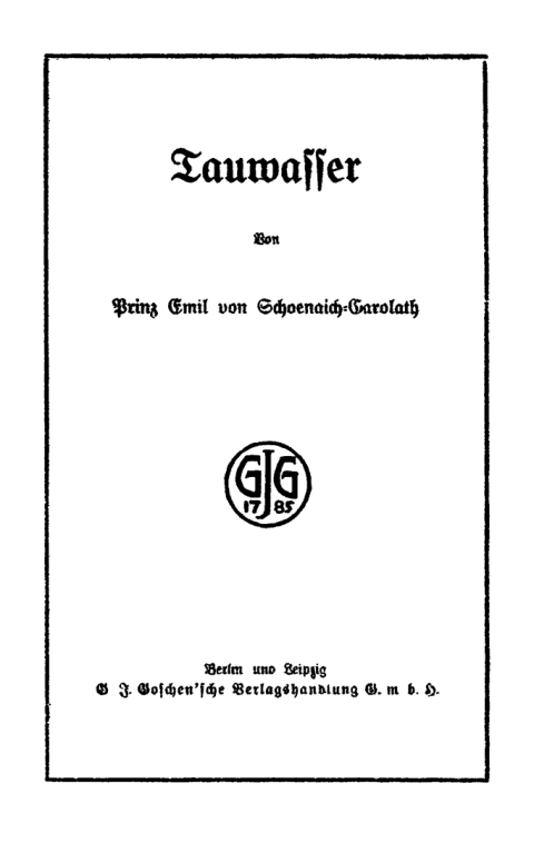 Cover image for book Tauwasser