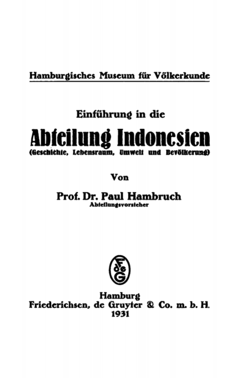 Cover image for book Einführung in die Abteilung Indonesien