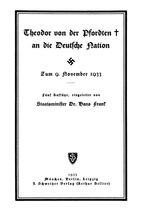 Cover image for book Theodor von der Pfordten an die Deutsche Nation