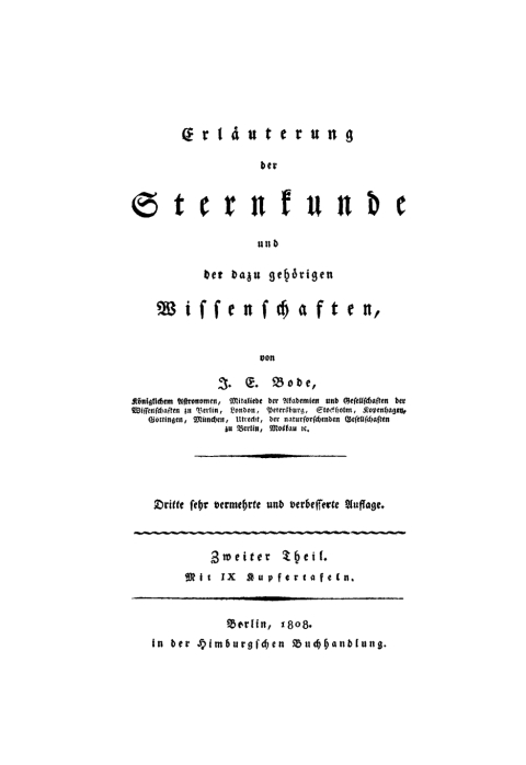 Cover image for book J. E. Bode: Erläuterung der Sternkunde und der dazu gehörigen Wissenschaften. Teil 2