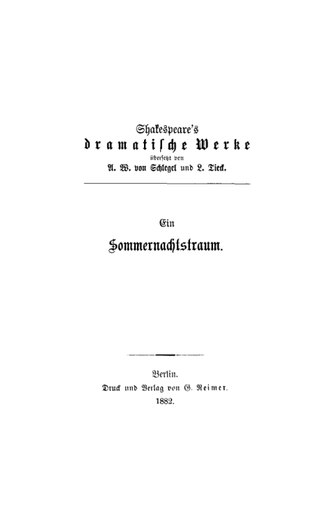 Cover image for book Ein Sommernachtstraum