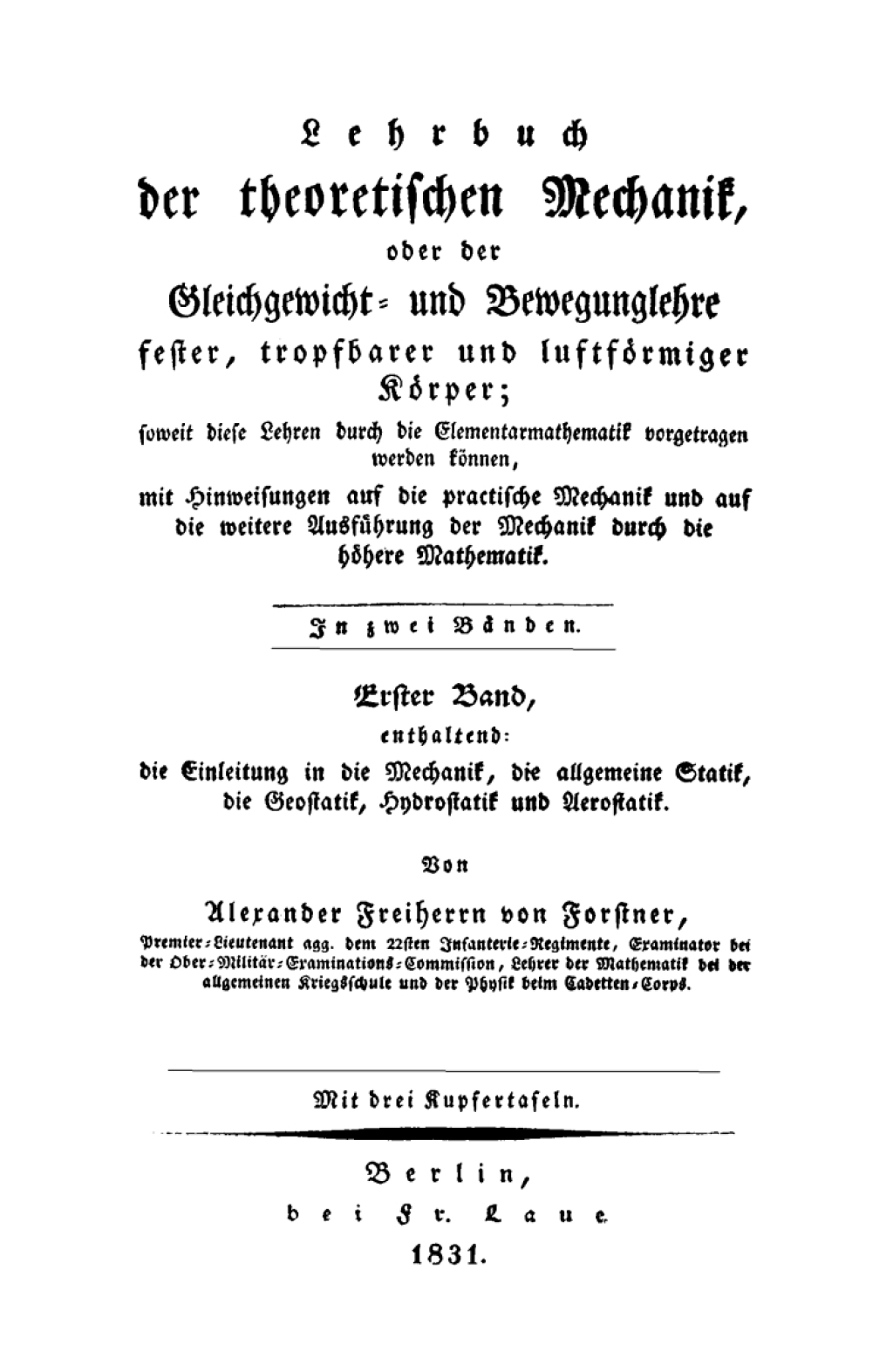 Page Fidelity Die Einleitung in die Mechanik, die allgemeine Statik, die Geostatik, Hydrostatik und Aerostatik; $148.73