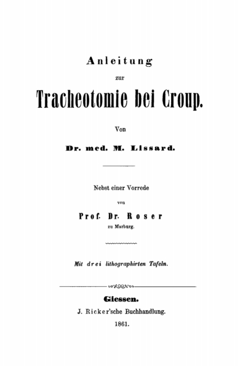 Cover image for book Anleitung zur Tracheotomie bei Croup